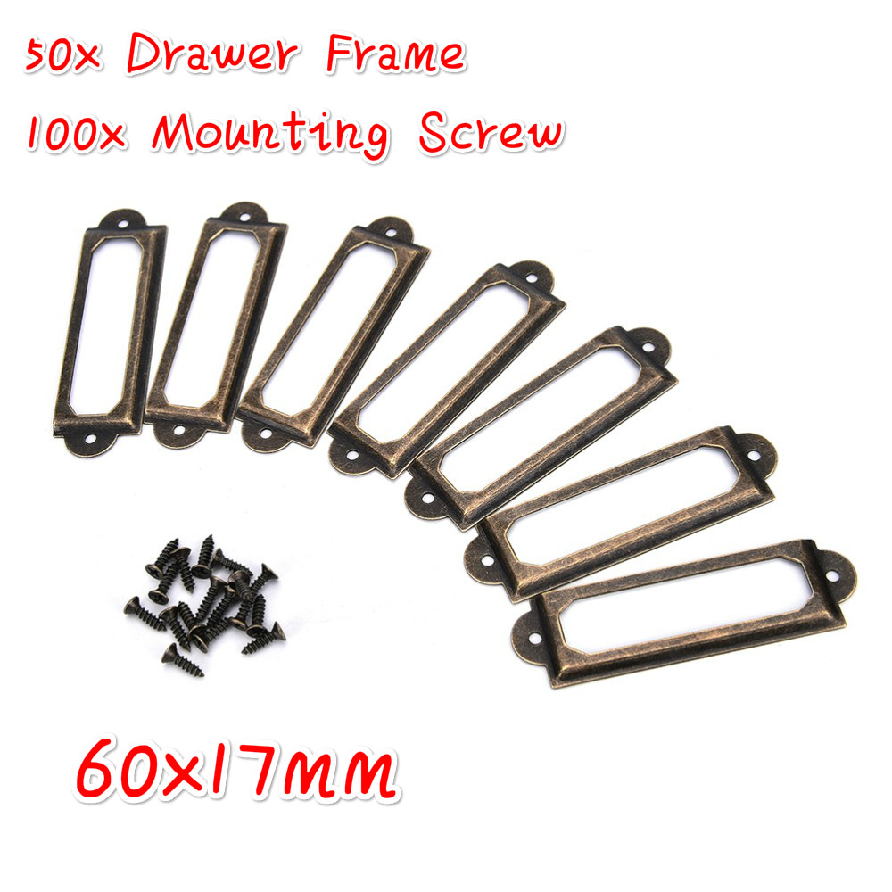 50Pcs Antique Brass Metal Labe - Furniture Hardware Names 评论和价格