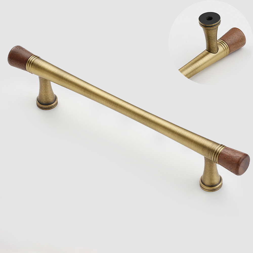 Vintage Walnut Brass Handle Ro - Vintage Furniture Hardware Pulls 评论和价格