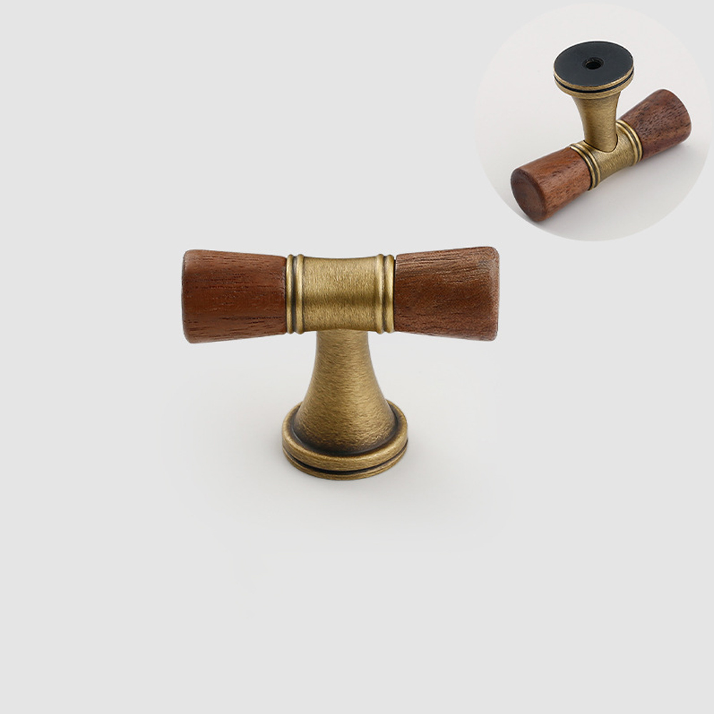 Vintage Walnut Brass Handle Ro - Vintage Furniture Hardware Pulls 评论和价格