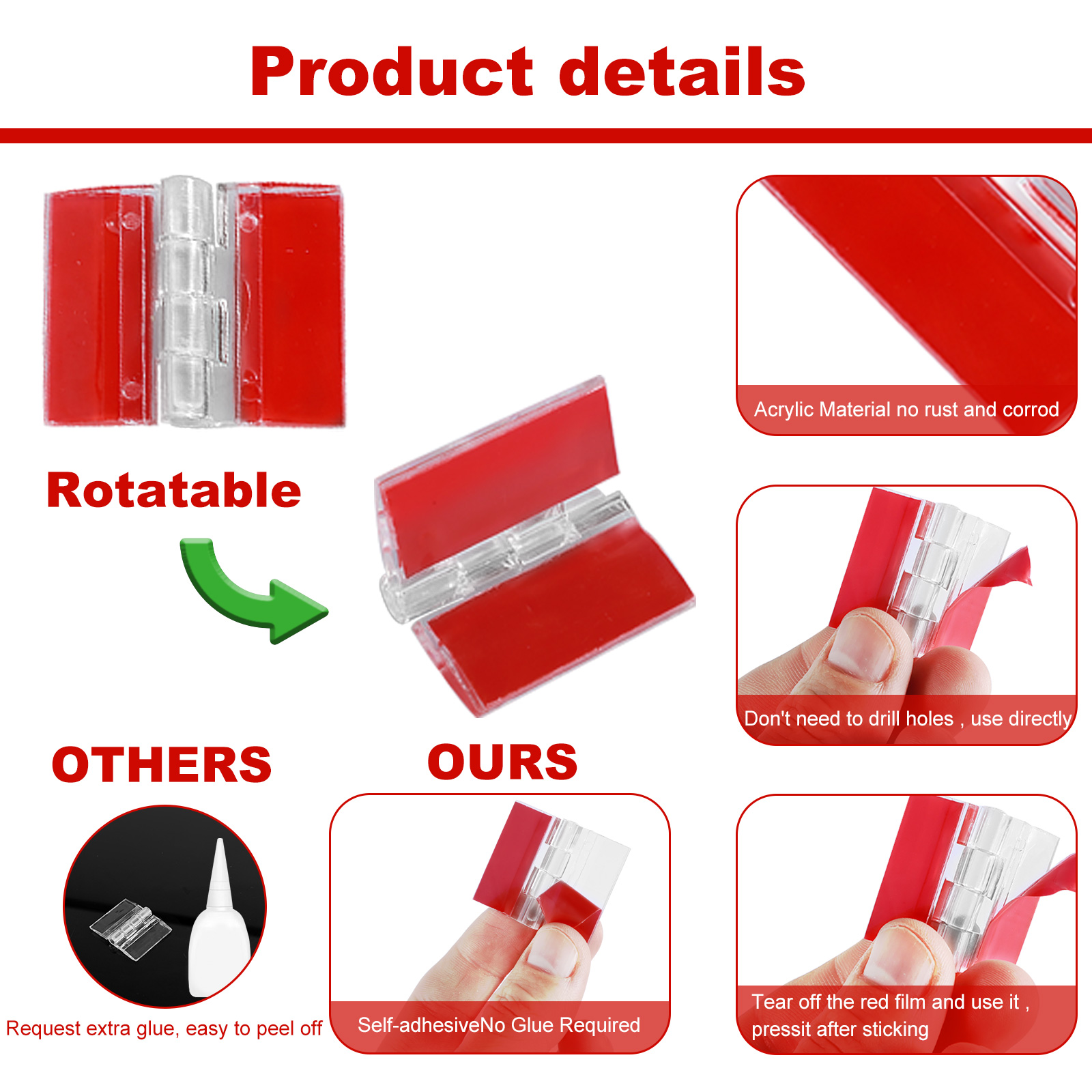 10/20Pcs Folding Hinges Acryli - Furniture Hardware Replacement Parts 评论和价格