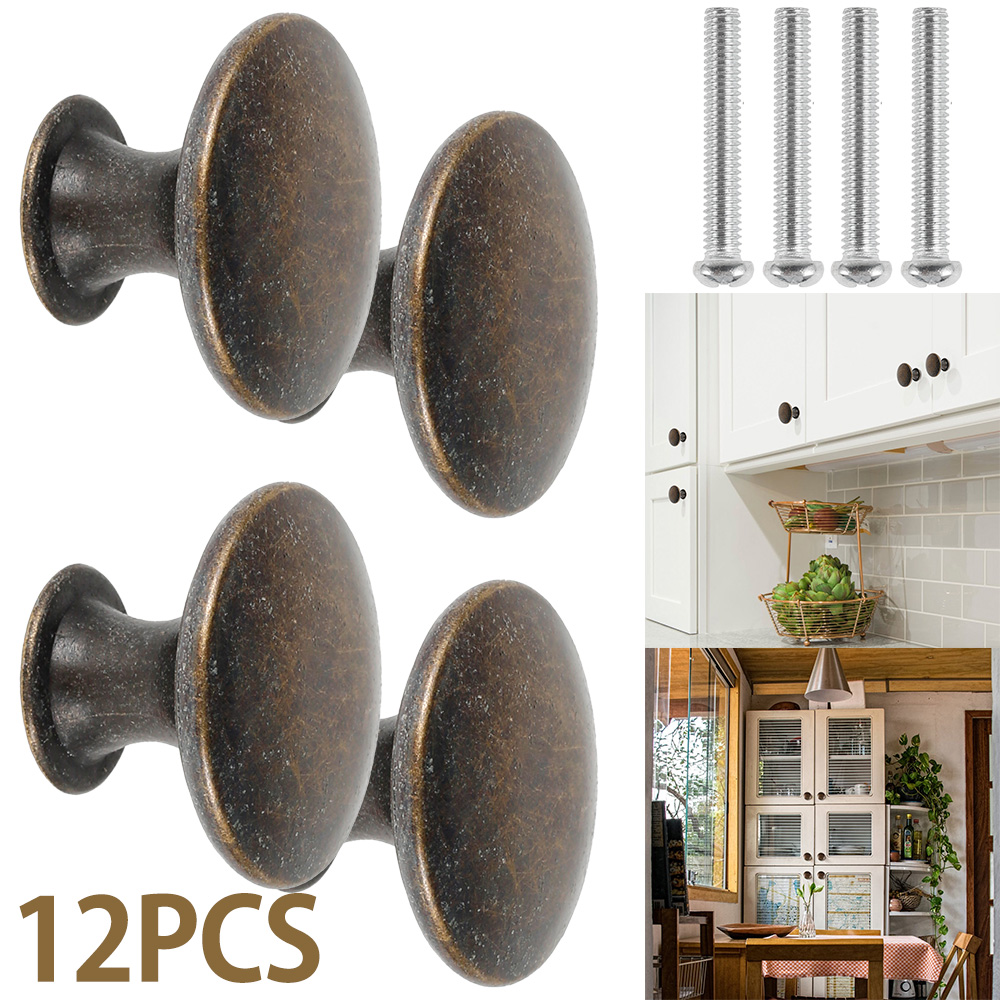 12PCS Retro Pull Handles Bronz - Vintage Furniture Hardware Pulls 评论和价格